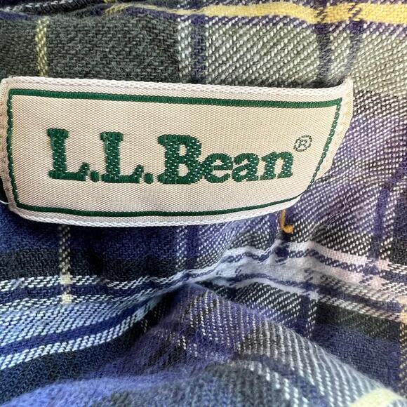 L.L. Bean Men's Plaid Flannel Button Down Shirt Long Sleeve White Green Size M - Picture 3 of 5